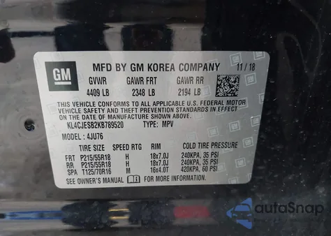 2019 Buick Encore Awd Preferred from USA, damaged, VIN KL4CJESB2KB789520